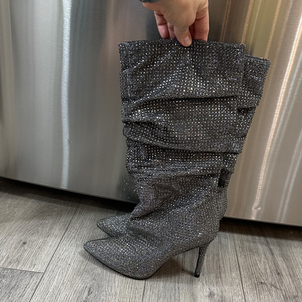 Jessica Simpson Sparkling Gray Heeled Boots